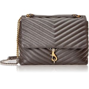Rebecca Minkoff graphite Edie leather handbag with silver/gold chain